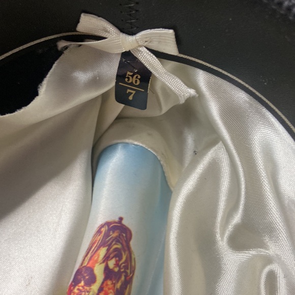 VINTAGE JOHN B. STETSON COMPANY BLACK LEATHER AND SUEDE SZ 56/7 COWBODY HAT - Picture 6 of 7